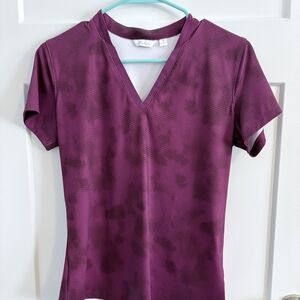 Lady Hagen Plum Short Sleeve V-Neck Tee
